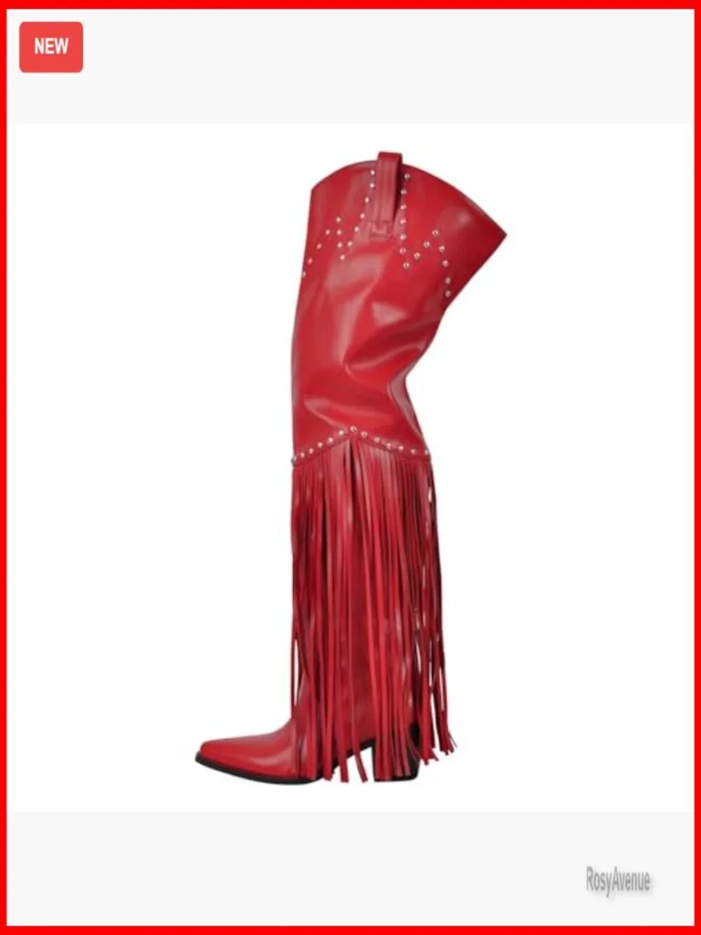 Fringe Tassel Over Knee Western Boots Wide Calf Block Heel Zip Closure